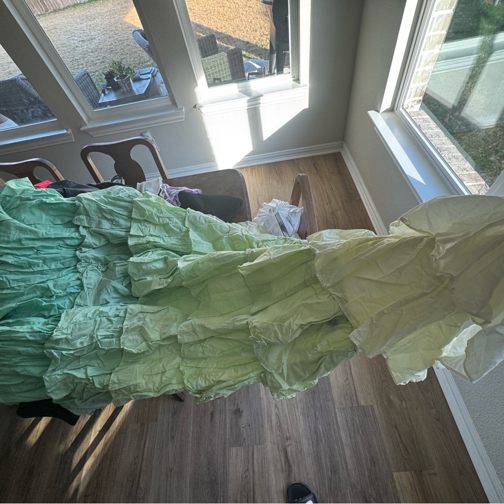 Green Ombre Ruffled shower curtain